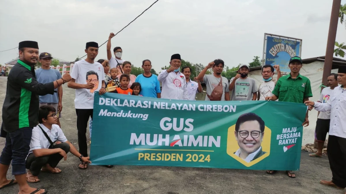 DUKUNGAN. Nelayan Cirebon mendukung Gus Muhaimin ikut berkontestasi di bursa Pilpres mendatang.