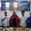 TERPILIH AKLAMASI. Deden Kurniawan terpilih sebagai ketua periode 2022-2026 secara aklamasi dalam Musyawarah Kabupaten (Muskab) berlangsung, di Aula Koni Kuningan, Sabtu (5/3).