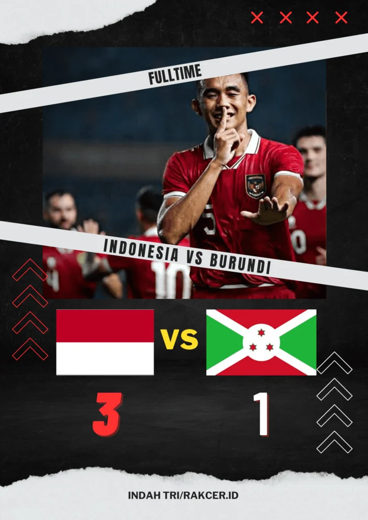 Hasil Timnas Indonesia vs Burundi Indonesia Menang Lawan Burundi, Skor 3-1. Foto: Indah Tri/rakcer.id