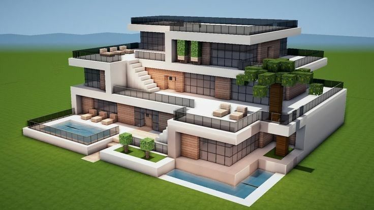 Rumah modern simple di Minecraft