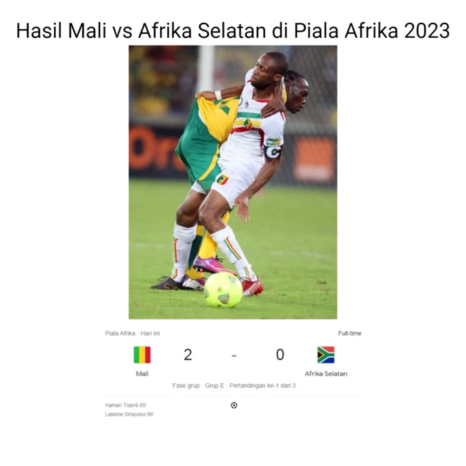 Hasil Mali vs Afrika Selatan