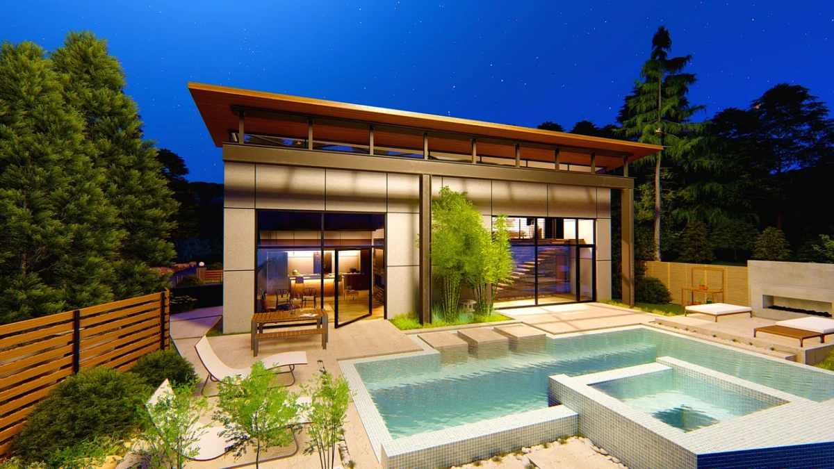 desain rumah dengan kolam renang